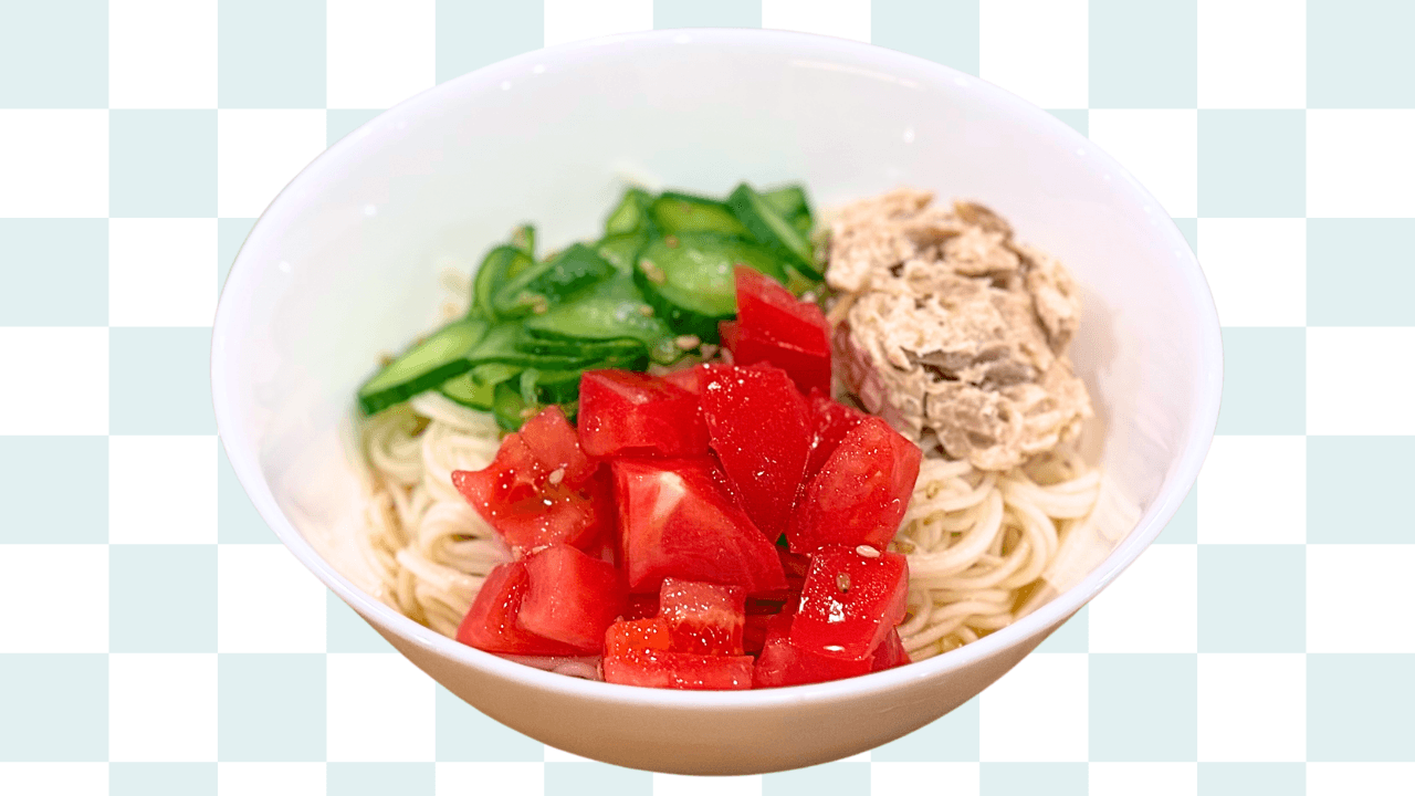 ツナマヨときゅうりのごまだれそうめん
