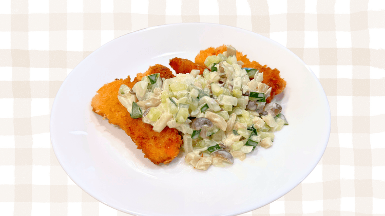 鮭のフライきのこタルタルがけ